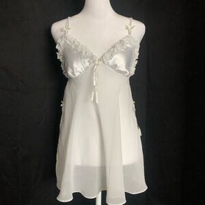 Vintage La Vie En Rose White Silk Baby Doll